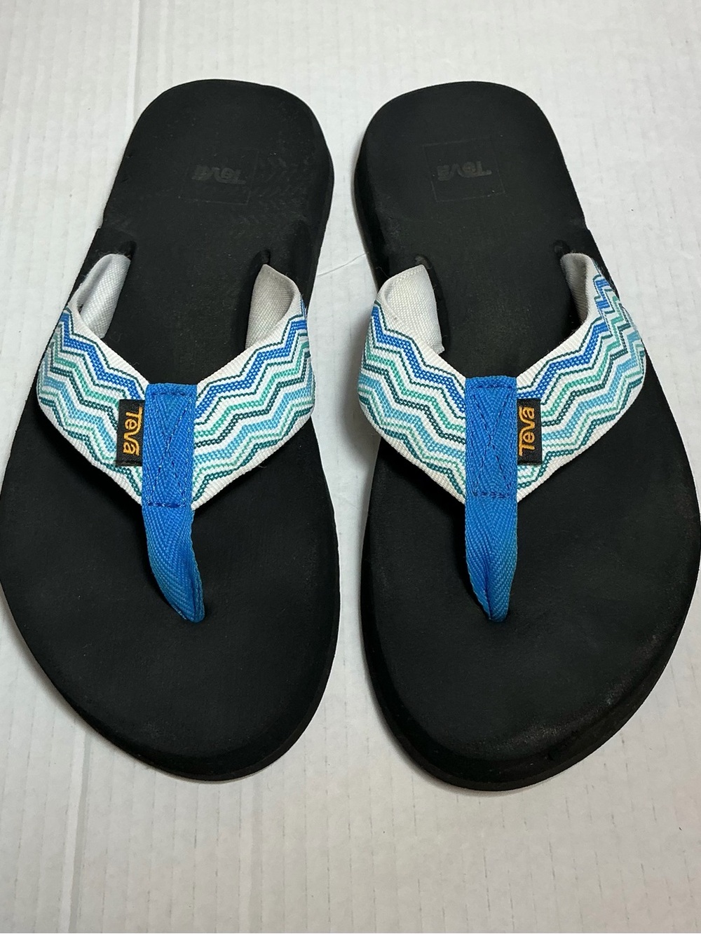 Teva Voya Flip Flop Sandals Multi Blue Chevron  7